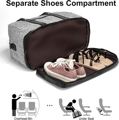 Weekender Bag for Women Canvas Overnight Bag Large Travel Tote Bag Carry on Shoulder Duffle Bag With Shoe Compartment,Perfect for Travel/Daily Use/Birthday Gift …