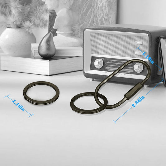 Key Chain, Brass Key Rings 2 Pack Screw Lock Key Organizer with 4 Rings Carabiner Keychain Clip for Men and Women