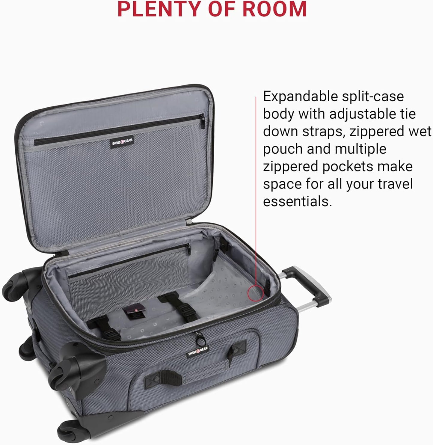 SwissGear Sion Softside Expandable Luggage, Dark Grey, Carry-On 21-Inch