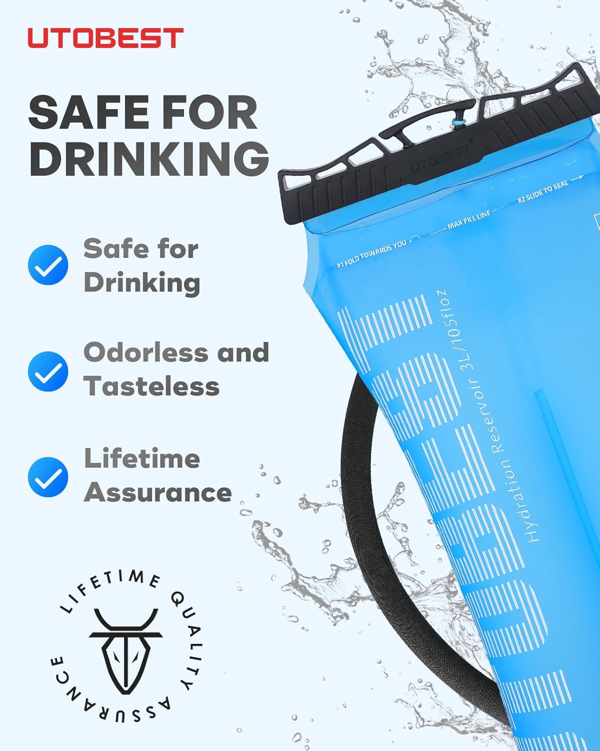 Hydration Bladder,TPU Water Bladder,Water Bladder for Hiking Backpack,BPA Free,Wide Opening,Leak-Proof,Water Reservoir for Hiking Cycling Camping Running