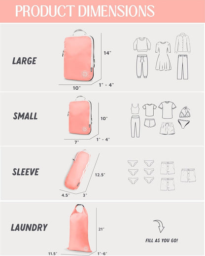 Compression Packing Cubes Set for Travel - Lightweight, Durable Clothes Organizer for Carry-On Luggage and Suitcases by TRIPPED Travel Gear