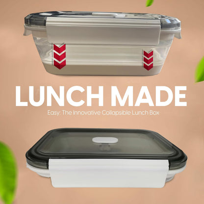 A MILLI Collapsible Lunch Box- Foldable Silicone Food Containers, Tupper ware boxes, Folding, Microwave Safe, Freezer Safe, Dishwasher Safe -Set Of 2