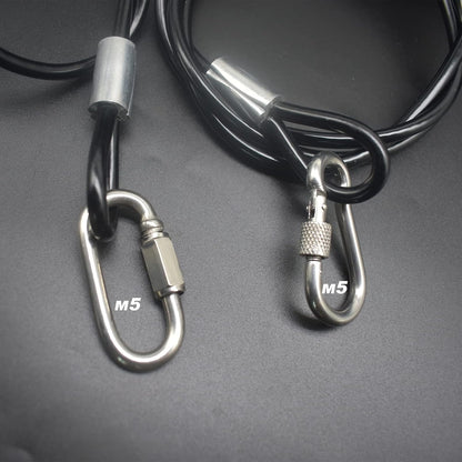 5FT 6mm Stainless Steel Security Cable Lock,Braided Steel Vinyl Coated Safety Cable Luggage Lock,Flexible Steel Cable Security Wire Rope Double Loop,Green