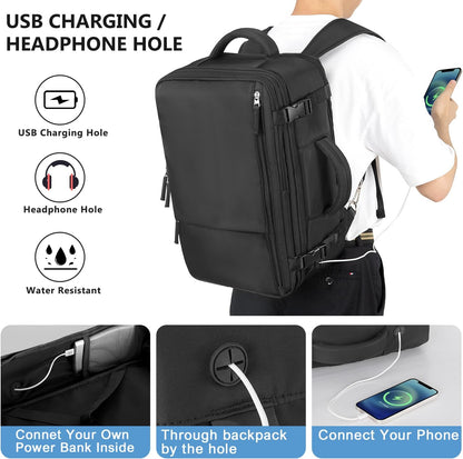 Travel Backpack for Women, Large Carry On Backpack for Travel, Waterproof Backpack Personal Item, Backpack for Women, laptop backpack 17.3 inch, College Bag Casual Daypack, Black