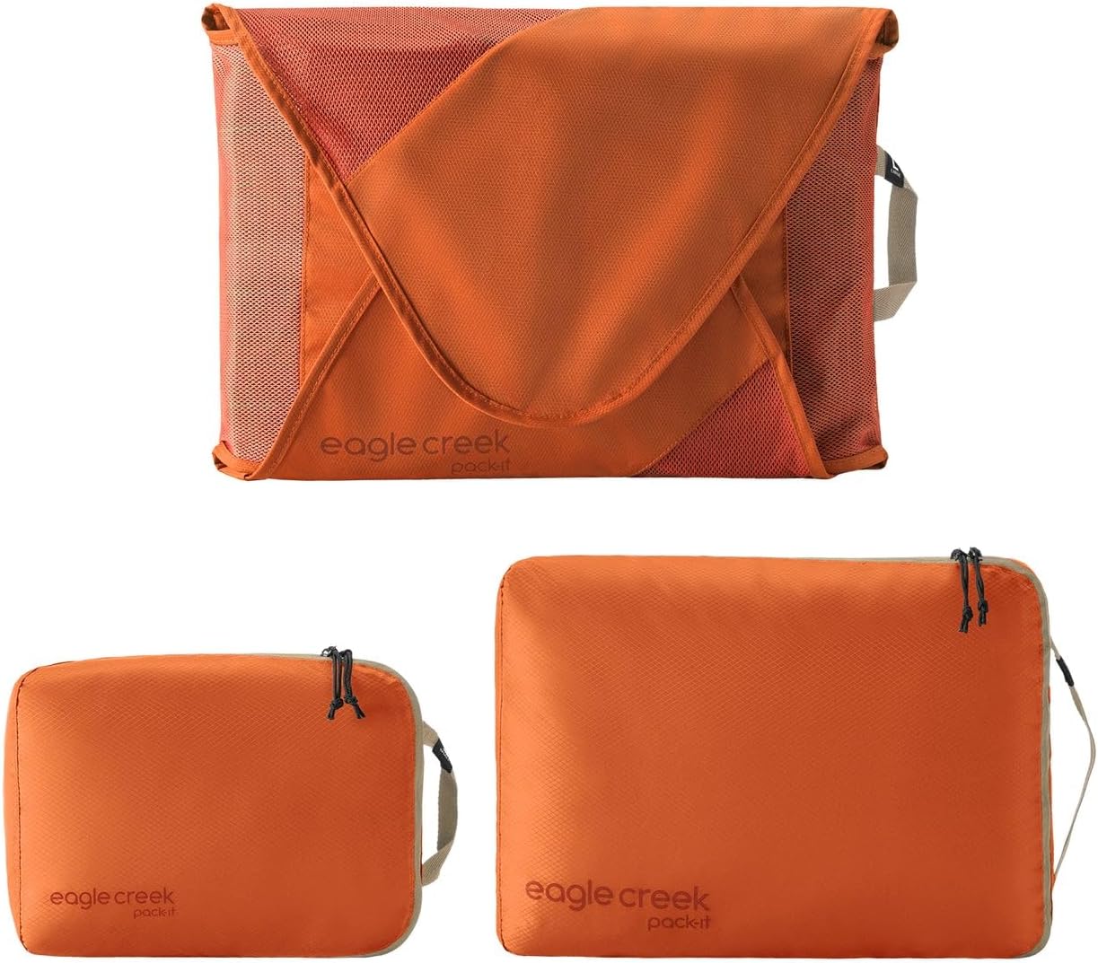 Eagle Creek Pack-It Starter Set - Includes S Isolate Cube, M Isolate Cube & L Pack-It Reveal Garment Folder - Lightweight Travel & Storage Essentials - Mandarin