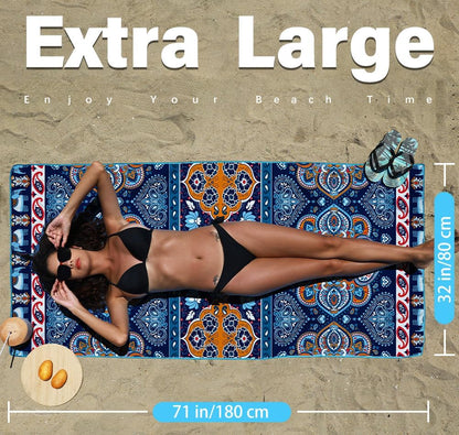 2 Pack Microfiber Lightweight Beach Towel Sand Free Quick Dry Absorbent Thin Compact Towels for Swimming Pool Camping Beach Accessories Large Easy Pack Travel Things for Vacation Essentials Gift