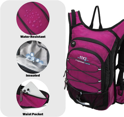 15L Insulated Hydration Backpack Pack with 2L Water Bladder Lightweight Hiking Backpack Bag for Women Men Daypack for Hiking Running Festival Camping Biking