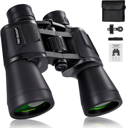 20x50 High Power Binoculars for Bird Watching 28mm Large Eyepiece Life Waterproof Binoculars for Hunting Hiking Concert Travel with Smartphone Adapter BAK4 Prism FMC Lens, Black