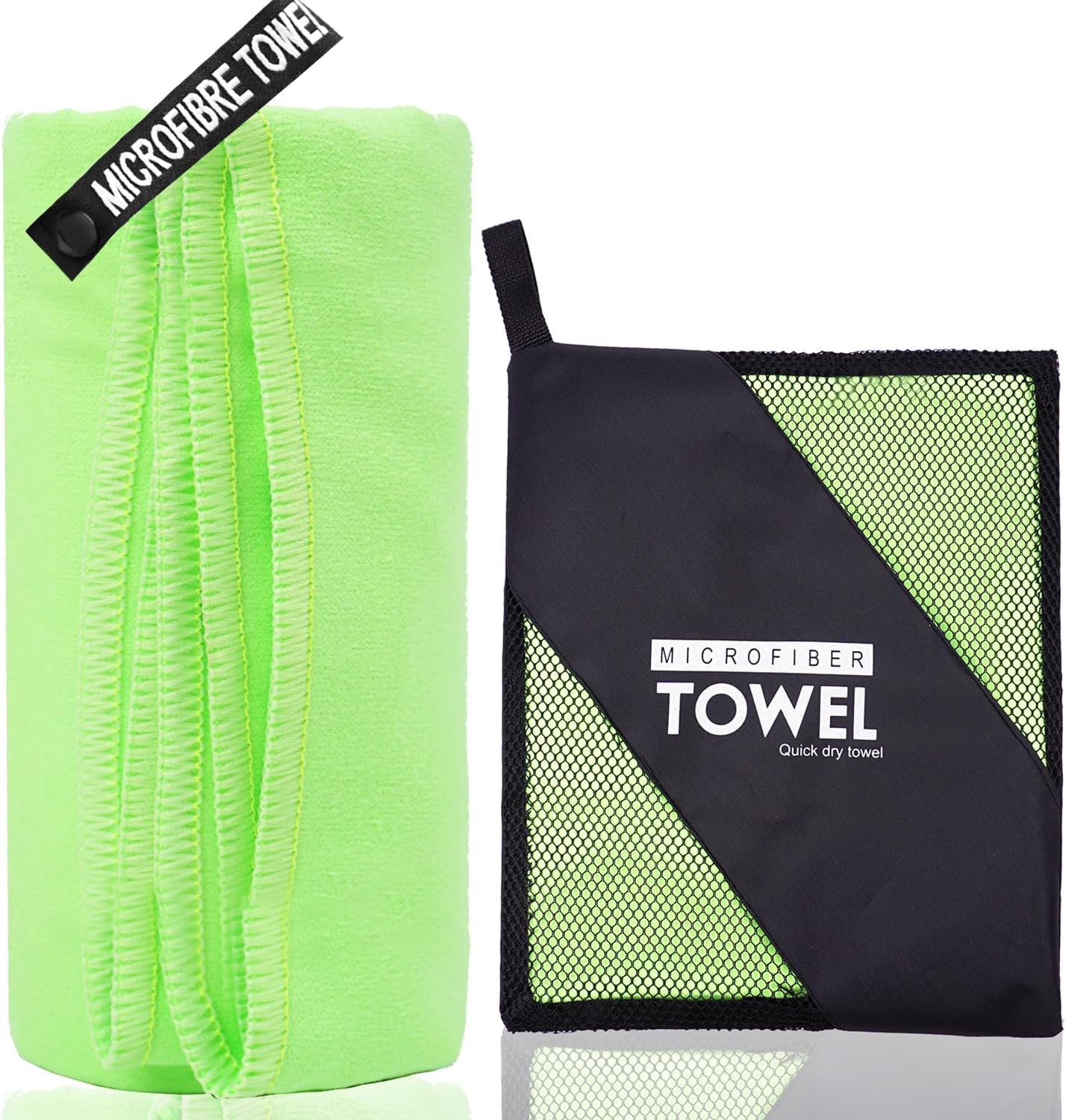 Microfiber Travel Towel, Soft Lightweight Quick Dry Towel, Super Absorbent Compact Travel & Sports & Beach Towels for Camping, Backpack, Gym, Swimming, Yoga, Hiking (M:20"×40" -Green)