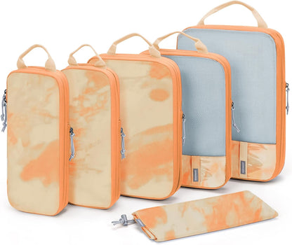 BAGSMART 6 Set Compression Packing Cubes - Lightweight Travel Essentials, Durable Luggage Organizer