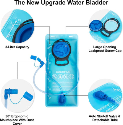 Everfun Hydration Backpack 18L with Water Bladder 2L/3L Hiking Water Backpack Women Men Hydration Pack Insulated Lightweight Day Hydropack with Storage for Hiking, Biking, Running, Festival
