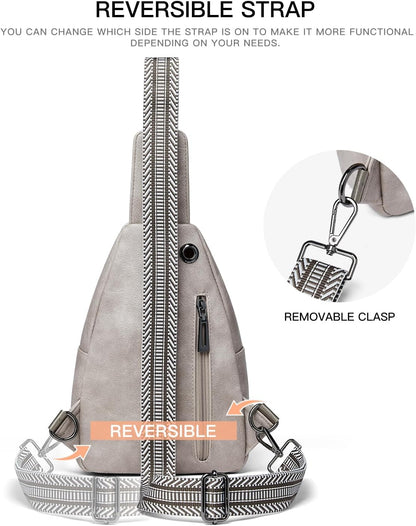 Sling Bag For Women Fanny Pack Crossbody Travel Shoulder Belt Bags Tote Backpack Purse Faux Leather