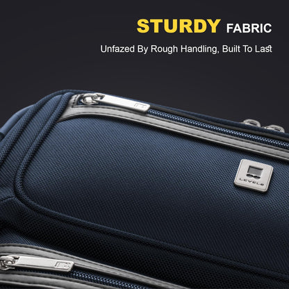 LEVEL8 Carry On Luggage Airline Approved with Compartment, Softside Expandable Rolling Suitcase with Spinner Wheels, Blue, Carry-On 20-Inch