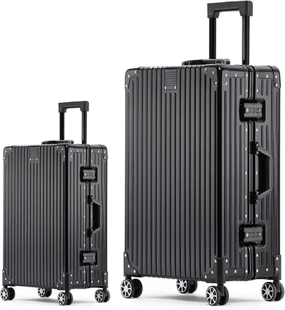 Metal All Aluminum Carry-on Luggage TSA Customs Lock Zipperless Silent Rotary by XZSP+AISU
