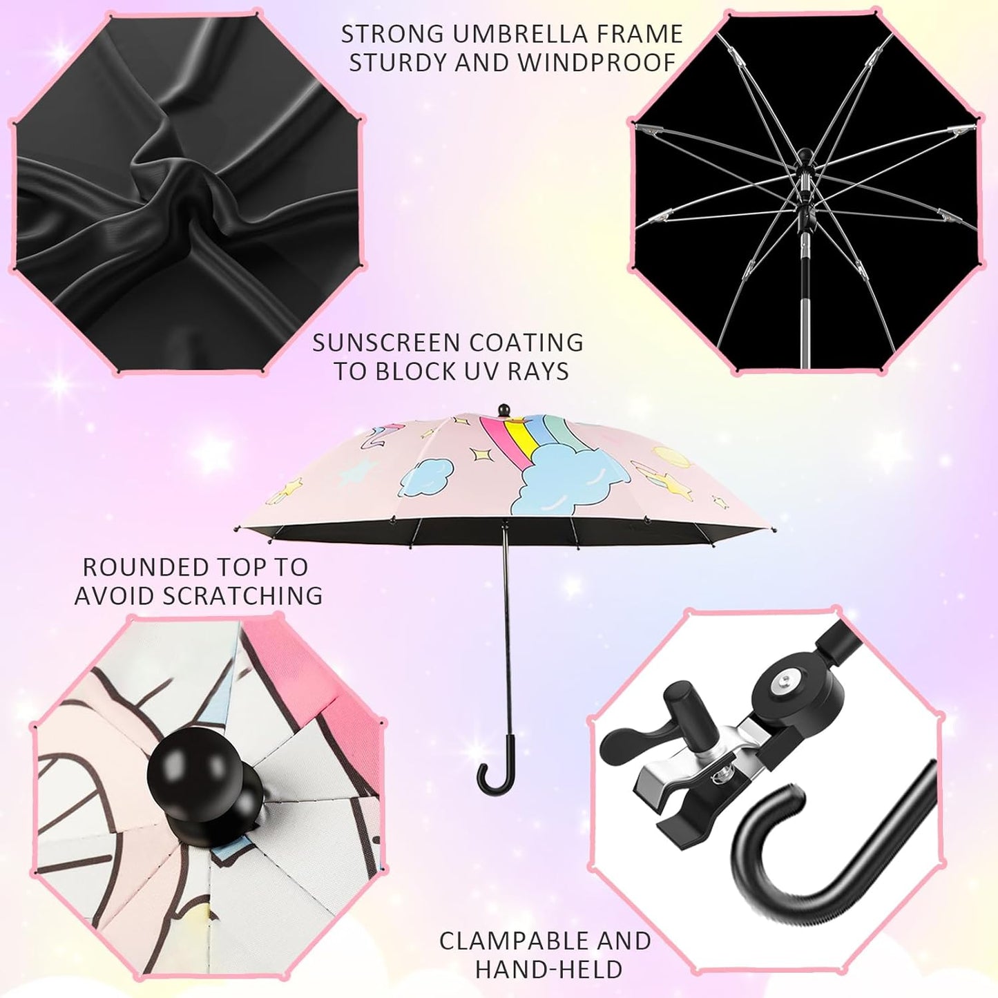 Kids Beach Folding Camping Chair - Kids Camping Chair with Outdoor Umbrella - Lightweight and Sturdy - for Beach Outdoor Camping Picnic (Pink)