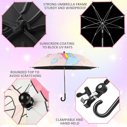 Kids Beach Folding Camping Chair - Kids Camping Chair with Outdoor Umbrella - Lightweight and Sturdy - for Beach Outdoor Camping Picnic (Pink)