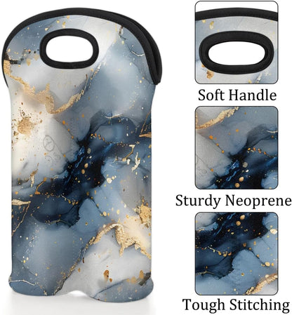 Wine Carrier Tote Personalized Bag for 2 Bottles - Neoprene Wine Bottle Holder with Carry Handle, Wine Protective Bag Insulated Bag Beer Cans Water Bottle Holder for Travel Picnic,Style22