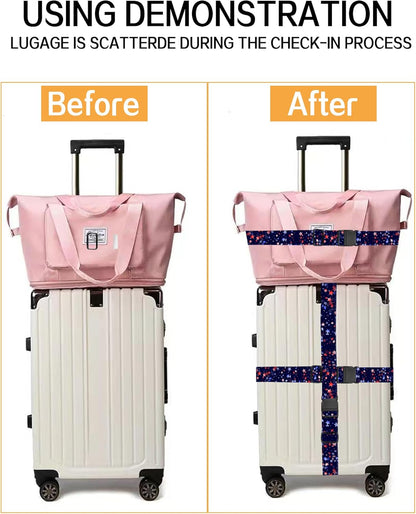 Luggage Straps for Suitcases, Adjustable Travel Belt, Durable Wide Luggage Strap, Cute Suitcase Strap Identifiers with Buckle, Bag Straps for Luggage, Luxury Colorful Stars