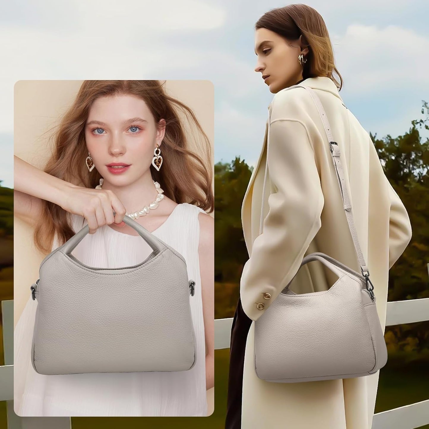 KOGTLA Genuine Leather Purses for Women, Crossbody Shoulder Bags with Top-Handle, Tote Satchel Handbags