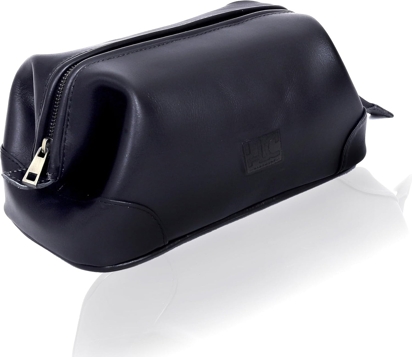 HLC Leather Toiletry Bag for Men Best Gift Premium Genuine Leather Dopp Kit Shaving Kit Organizer Travel Kit Pouch Bag for Men Large Size Black