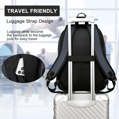 School Backpack for Teen Boys & Girls - 8 Compartments Water Resistant Bookbag with Large Laptop Sleeve | 15.6 Inch Anti-Theft College Student Backpack, Black