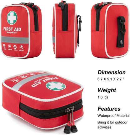 SuccorWare130 Pieces First Aid Kit with Hospital Grade Medical Supplies - Includes Emergency Blanket, Bandage - Great for Home, Outdoors, Office, Car, Travel, Camping, Hiking, Boating