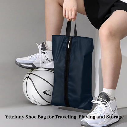 Waterproof Shoe Bag Odor Absorbing Multifunctional Storage Lightweight Shoe Dust Bags with Zipper for Gym Sports Travel Work Men and Women(Navy Blue, 1-Pack)