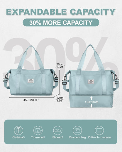 Travel Duffel Bag, Sports Tote Gym Bag, Shoulder Weekender Overnight Bag for Women