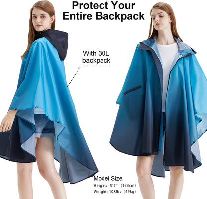 Rain Poncho Jacket Coat Hooded Zipper Style for Women/Men/Adult with Pocket