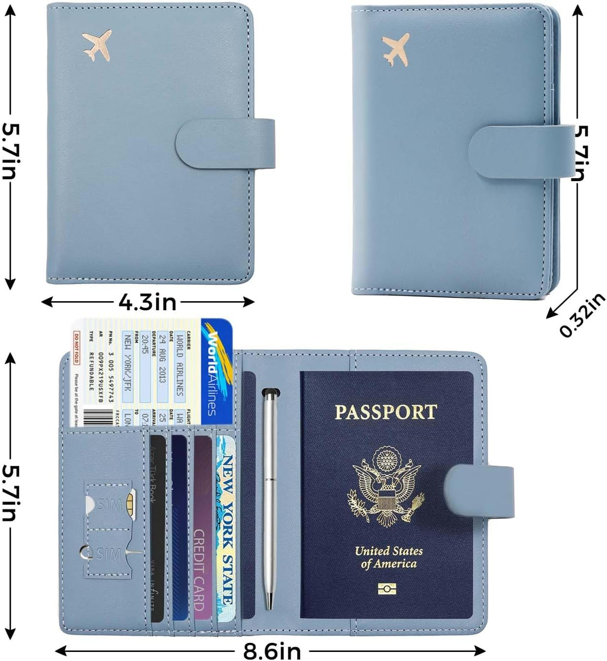 Melsbrinna Premium Leather Passport Holder Covers Case, Waterproof Rfid Blocking Travel Wallet Passport Holder with Pen Holder, Cute Passport Book for Women/Men