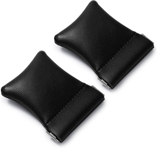 2 Pack PU Leather Slim Engagement Wedding Ring Pouch Leather Jewelry Pouch Christmas,Wedding Party Favor Gift Bag(Black)