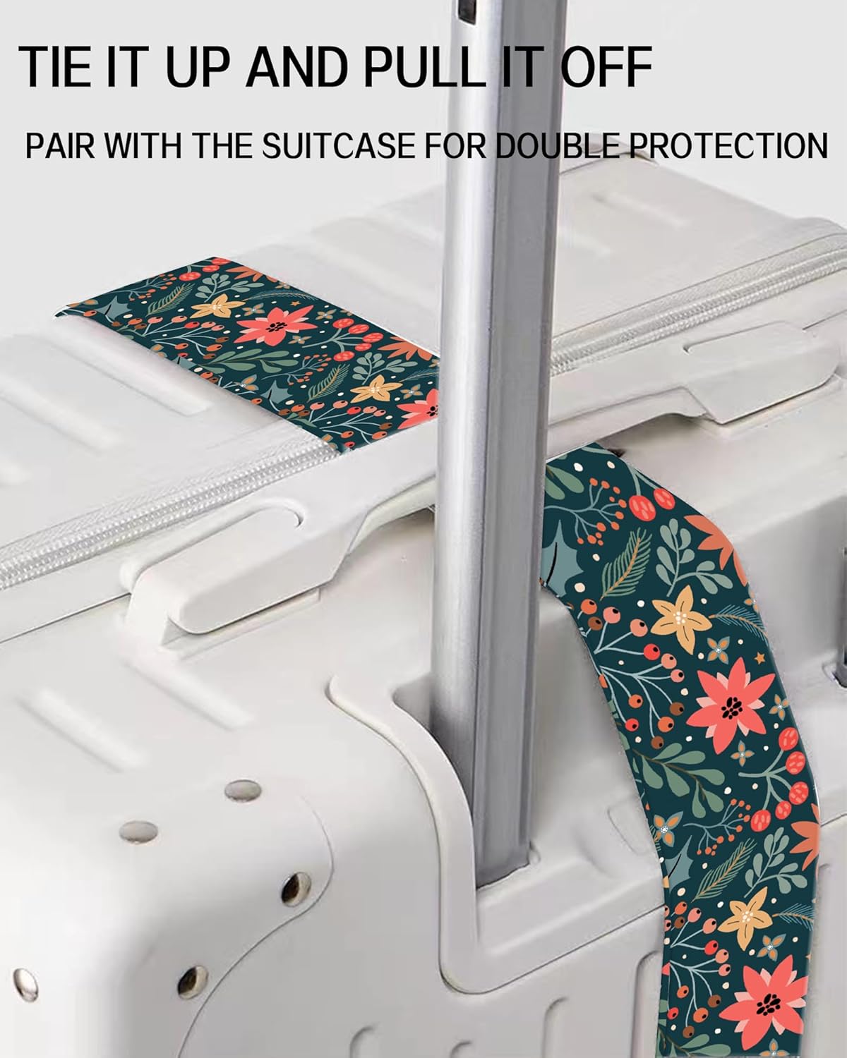 Luggage Straps for Suitcases, Adjustable Travel Belt, Durable Wide Luggage Strap, Cute Suitcase Strap Identifiers with Buckle, Bag Straps for Luggage, Cute Boho Flowers