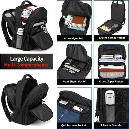 PUSLOM Extra Large Travel Laptop Backpack for Men 55L,Water Resistant 18.4 inch Big Business Laptop bags with USB Charging Port,TSA Friendly Anti Theft Computer Bag for Work College,Blue