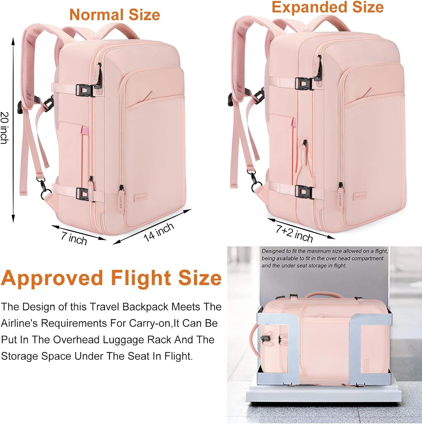 Travel Laptop Backpack,42L Carry on Luggage, Flight Approved Expandable Backpack,Business Anti Theft Weekender Bags for Women Men, Water Resistant Expandable Backpacks With 4 Packing Cubes