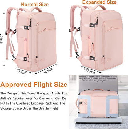 Travel Laptop Backpack,42L Carry on Luggage, Flight Approved Expandable Backpack,Business Anti Theft Weekender Bags for Women Men, Water Resistant Expandable Backpacks With 4 Packing Cubes