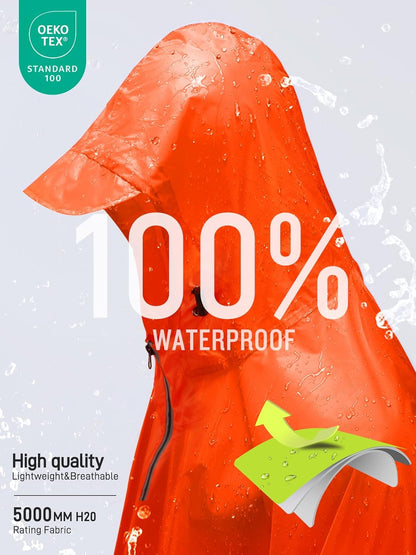 SaphiRose Hooded Rain Poncho Waterproof Raincoat Jacket for Men Women Adults