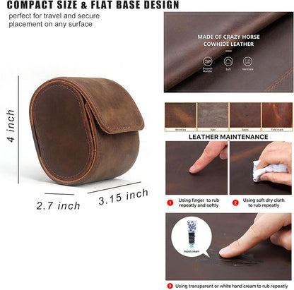 Longjet Watch Roll Travel Case for Men Portable Watches Organizer Box with Removable Velvet Pillow Holder (1 Slot Coffee/Genuine Leather)