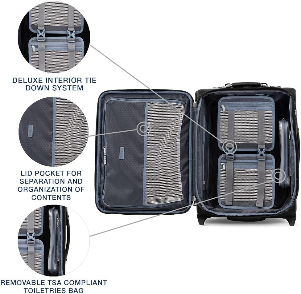 Travelpro Platinum Elite Softside Expandable Carry on Luggage, 2 Wheel Upright Suitcase, USB Port, Men and Women, International, Shadow Black, Carry On 20-Inch