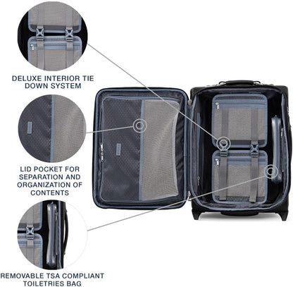 Travelpro Platinum Elite Softside Expandable Carry on Luggage, 2 Wheel Upright Suitcase, USB Port, Men and Women, International, Shadow Black, Carry On 20-Inch