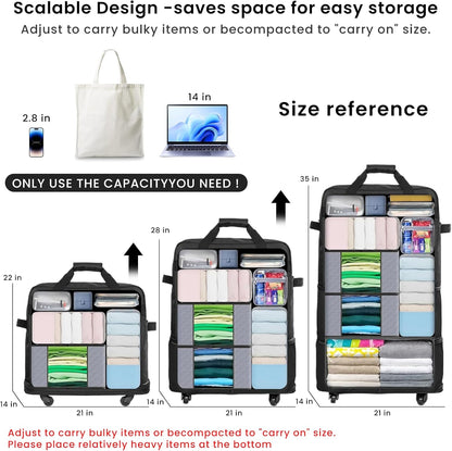 Suitcases with Wheels, Expandable Foldable Luggage Bag