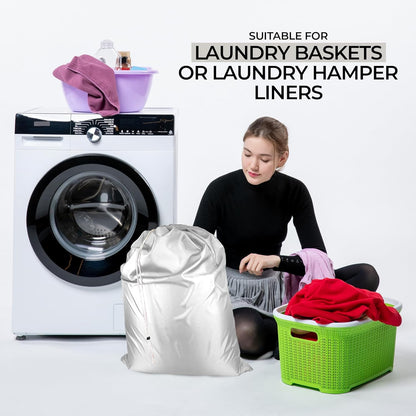 Laundry Bag with Locking Closure Drawstring – Extra Large Heavy Duty 100% Nylon, Large & Foldable Clothes Sack – Lightweight Dirty Laundry Organizer for Travel, Dorm, Gym – L 40" x H 50" (WHITE)