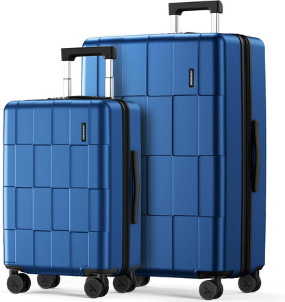 SHOWKOO Luggage Sets 2 Piece 20/28 Inch Hardside Expandable Lightweight PC Suitcase Sets with Double Spinner Wheels TSA Lock, Sea Blue
