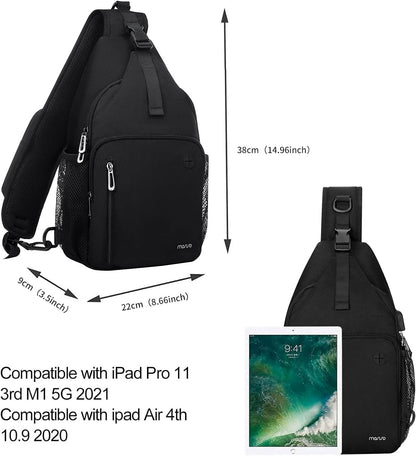 MOSISO Sling Backpack Bag, Crossbody Shoulder Bag Travel Hiking Daypack Chest Bag with Front Square Pocket&USB Charging Port