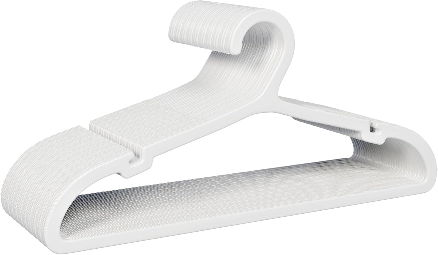 30 Pack Clothes Hangers, Non Slip Plastic Coat Hangers, Space Saving Hangers, Heavy Duty, Hanging Dry Wet Clothes, 16.4" x 8.3", White, UAPY0530W