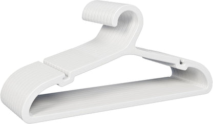 30 Pack Clothes Hangers, Non Slip Plastic Coat Hangers, Space Saving Hangers, Heavy Duty, Hanging Dry Wet Clothes, 16.4" x 8.3", White, UAPY0530W