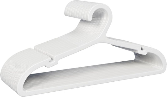 30 Pack Clothes Hangers, Non Slip Plastic Coat Hangers, Space Saving Hangers, Heavy Duty, Hanging Dry Wet Clothes, 16.4" x 8.3", White, UAPY0530W