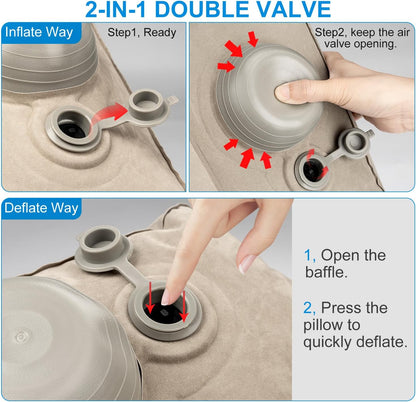 1 Pack Inflatable Travel Foot Pillow,Inflatable Leg Pillow Outdoor Stool, Adjustable 3 Layers Height Leg Rest Pillow for Airplane, Office, Home, Trains, Cars (1Pack Grey)