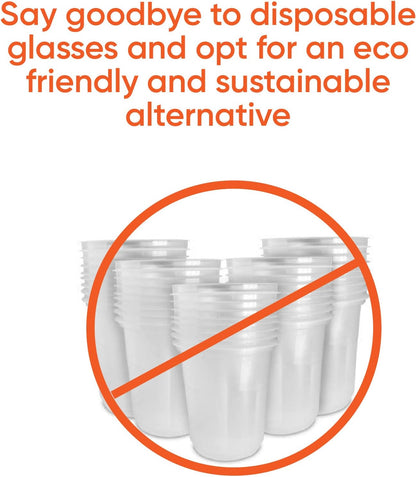 Collapsible Drinking Cup (Pack of 4) - Reusable Travel Mug - Silicone Drinking Glass for Hiking, Picnic, Camping & More - Small Portable cup for Outdoors - Folding Cups with Lids