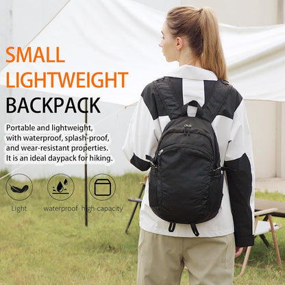 Small Hiking Daypack,15L Water-Resistant Hiking Backpack Packable Lightweight Travel Day Pack for Women Men (Black, Small)