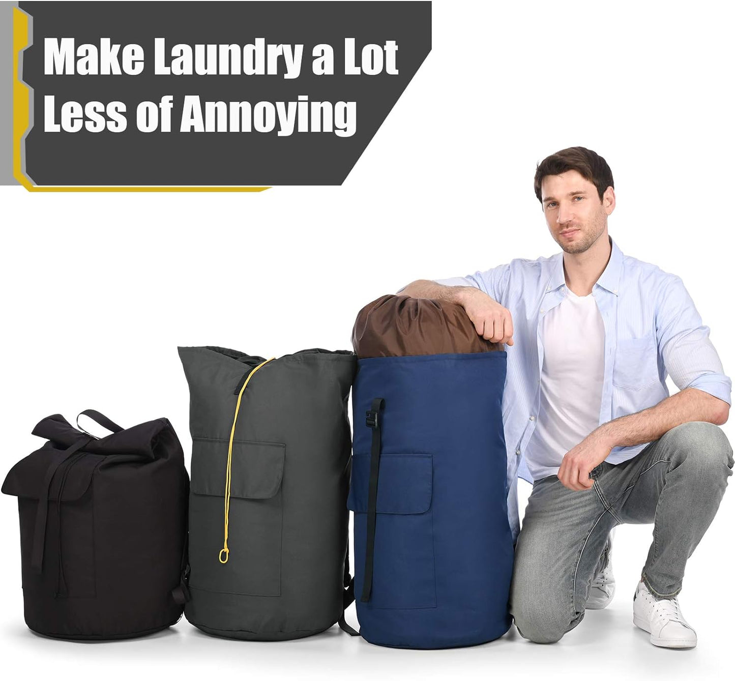 Laundry Bag Backpack Extra Large, 115L Laundry Backpack with Padded Shoulder Strap, Sturdy Travel Laundry Bags, Hanging Laundry Bag for College Dorm, Apartment, Clothes Hamper Bag for Laundromat